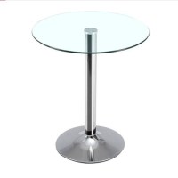 丰甲钢化玻璃圆桌茶几小桌子洽谈桌透明80cm