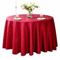 丰甲餐厅餐桌台布红桌布勾花圆桌桌布酒红色圆形1.8米