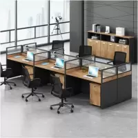 环杰办公桌组合屏风工位HJ-768员工职员桌工作位王字型六人位