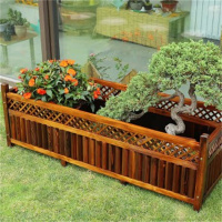 环杰碳化防腐木花箱(斜网款)HJ-1205实木花箱150*50*50