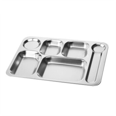 环杰不锈钢餐盘304不锈钢快餐盘饭盒HJ-1325加厚6格
