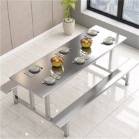 环杰学生员工食堂餐桌椅HJ-1371六人连体快餐桌椅组合