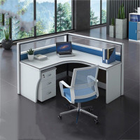 环杰办公室办公桌组合HJ-1407屏风工位L型单人位含柜
