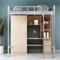 环杰上床下桌多功能组合床HJ-1429大学生宿舍员工铁架床单人爬梯款90宽