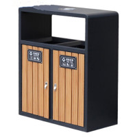 环杰塑木二分类户外垃圾桶HJ-1487塑木果皮箱