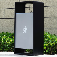 环杰户外不锈钢垃圾桶HJ-1721简约方形果皮箱