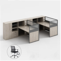 环杰职员办公桌椅组合工位HJ-1772并排双人位含柜椅