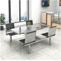 环杰食堂餐桌椅4人位HJ-1796皮质坐垫1600*800*750