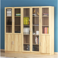 环杰木质文件柜HJ-1812板式落地资料柜带玻璃组合款