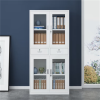 环杰文件柜储物柜HJ-1876上下玻璃中二斗