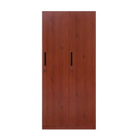 环杰二门更衣柜HJ-2060铁皮柜储物木纹红