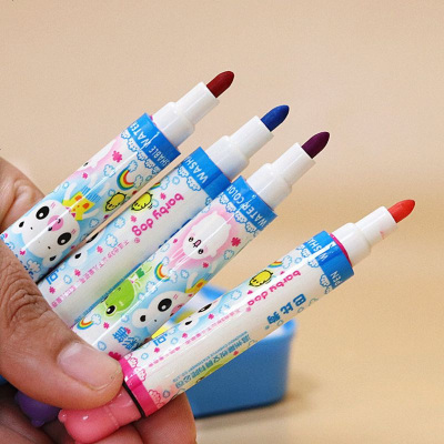 小学生36色水彩笔套装带印章儿童无毒可水洗彩色笔幼儿园画画笔 24色水彩盒蓝色