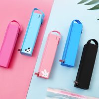 硅胶笔袋可爱兔子熊猫卡通中小学生女孩用方形文具盒笔盒拉链收纳盒耐脏防水对开式笔袋 限定浅粉色免子(硅胶款)