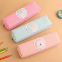 笔袋女简约小清新大容量帆布彩色铅笔文具盒收纳袋创意儿童初中生版可爱卡通笔袋抖音网红小学生用 红色/小白兔(89149)