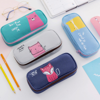 大容量笔袋男女孩中小学生文具盒简约铅笔袋小清新可爱文具袋 方块猫笔袋1个