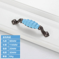 阿斯卡利(ASCARI)陶瓷拉手 欧式田园拉手 卡通拉手橱柜衣柜抽屉柜把手 蓝色陶瓷-6917-孔距96