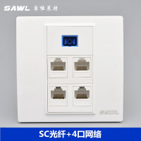 86型网络光纤插座阿斯卡利 4个超五类免打RJ45电脑网口SC单口光钎墙插面板