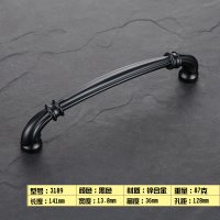 美式拉手柜阿斯卡利仿古铜色衣柜橱柜黑色欧式把手复古抽屉柜子单孔柜 3189黑色孔距128mm