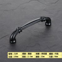 美式拉手柜阿斯卡利仿古铜色衣柜橱柜黑色欧式把手复古抽屉柜子单孔柜 3189黑色孔距96mm