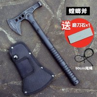 户外螳螂斧户外野营斧头阿斯卡利开山多功能工兵斧子户外防爆斧子 螳螂斧-黑色(送磨刀石)