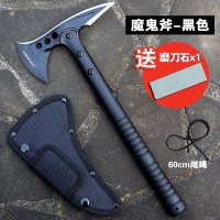 户外螳螂斧户外野营斧头阿斯卡利开山多功能工兵斧子户外防爆斧子 魔鬼斧-黑色(送磨刀石)
