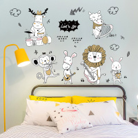 动物奏乐客厅走廊楼梯儿童阿斯卡利房衣柜贴随心贴装饰墙贴PVC自粘墙纸