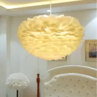 白色羽毛灯吊灯卧室橱窗阿斯卡利儿童房吊灯创意个性北欧简约温馨吊灯婚房