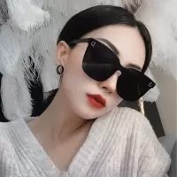 网红眼镜紫外线太阳镜方框墨镜女框防晒眼镜防圆脸街拍黑色偏光