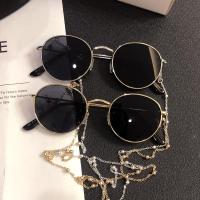 墨镜女复古拍小框港风圆形网红眼镜带太阳镜男韩版原宿链条个性街