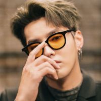 红款街拍防同款墨镜男士复古茶太阳镜女紫外线黄色网吴亦凡