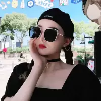 女街拍时尚素颜百搭紫外线2020方框圆脸防太阳镜新款白色韩版墨镜