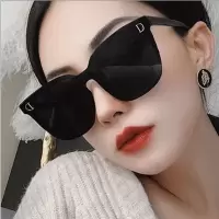 太阳镜黑色墨镜网红款超方框眼镜女大框圆脸街拍太阳镜女新款d字