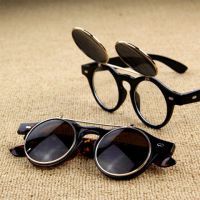 朋克翻盖双层复古个性太阳镜金属小圆框男女摇滚墨镜小脸太阳眼镜