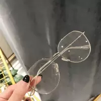 韩版全框复古眼镜框女潮圆形大框文艺圆脸配防辐射近视眼镜框配男|金色 镜袋+镜布