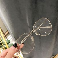 韩版全框复古眼镜框女潮圆形大框文艺圆脸配防辐射近视眼镜框配男|金色 近视【300度】