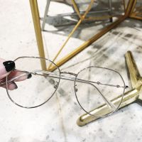 韩版全框复古眼镜框女潮圆形大框文艺圆脸配防辐射近视眼镜框配男|银色 单个眼镜