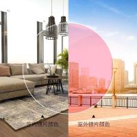 潮流框架近视眼镜女配镜男韩版抗辐射护眼防光感变色防蓝光紫外线|框+近视变粉色 (单个眼镜)无镜盒镜布