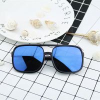 华晨宇同款网红眼镜透明方形平光镜防辐射男女圆脸潮大框眼镜框架|亮黑蓝水银 送眼镜袋眼镜布