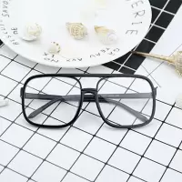 华晨宇同款网红眼镜透明方形平光镜防辐射男女圆脸潮大框眼镜框架|黑框透明片 送眼镜盒眼镜袋眼镜布