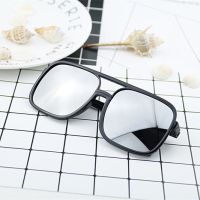 华晨宇同款网红眼镜透明方形平光镜防辐射男女圆脸潮大框眼镜框架|亮黑白水银 送眼镜袋眼镜布