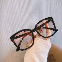 大脸显瘦墨镜女2021年网红复古男太阳眼镜防新款潮韩版紫外线ins|透明浅茶 单个眼镜