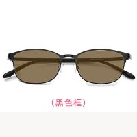 手机电脑感光变色看护目镜平光镜可配眼镜女防辐射眼镜近视眼镜|新款1-黑色镜框-变茶镜片 高清近视镜片[左右眼各125度]