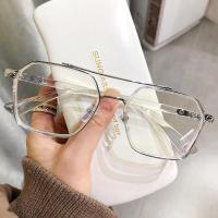 防蓝光镜变色眼镜男潮近视眼镜框陈伟霆同款西装眼镜自动感光|透明银色框 变灰色左右眼近视各100度