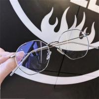 防辐射蓝光近视眼镜女多边形度数网红款眼睛框镜架男护目平光镜潮|多边形银色 左右各近视350度送盒送布