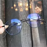 防辐射蓝光近视眼镜女多边形度数网红款眼睛框镜架男护目平光镜潮|多边形黑色 左右各近视500度送盒送布