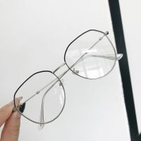 韩版全框复古眼镜框女潮圆形大框文艺圆脸配防辐射近视眼镜框配男|黑银色 近视[250度]