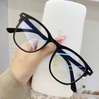 韩版变色眼镜框网红同款防学生有度数圆脸显瘦近视眼镜女蓝光辐射|砂黑框[不变色] 近视225度