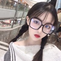瘦小红书方形镜框眼镜框网红款女大韩版潮脸素颜显复古超大框黑色|大黑框-亮黑色 左右眼200度近视
