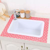 水槽贴自粘静电贴厨房洗菜盆灶台台面美缝贴地垫防水防油吸湿贴纸|粉底花 1卷装