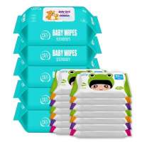 婴儿湿巾新生儿幼儿宝宝湿纸巾手口专用带盖厚多规格货源大包|婴儿湿巾5大包+10包10抽湿巾